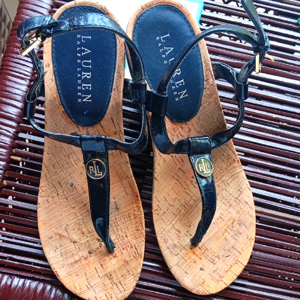 Pre Loved RL Navy Cork Sandals.5.5M
